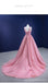 Elegant Pink A-line Illusion Long Party Prom Dresses, Dance Dresses,12546