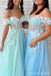 Green A-line Off Shoulder Cheap Long Prom Dresses,Evening Party Dresses,12819