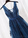 V Neckline Two Straps Lace Beaded Long Evening Prom Dresses, Party Prom Dresses, 17306