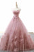 Sweetheart Dusty Pink Hand Made Flower Long Evening Prom Dresses, Cheap Custom Sweet 16 Dresses, 18513
