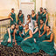 Sexy A-line High Slit V-neck Teal Long Chiffon Bridesmaid Dresses Online,WG974