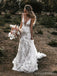 Sexy Backless V neck Handmade Flower Mermaid Wedding Dresses,WD732