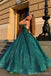 Green A-line Spaghetti Straps V-neck Cheap Long Prom Dresses,12853