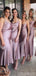 Elegant Sheath Spaghetti Straps dusty purple bridesmaid dressing gowns, WG955