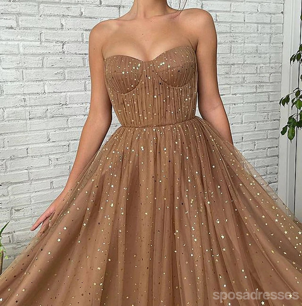 Gorgeous Brown A-line Sweetheart Maxi Long Prom Dresses,Evening Dresses,13165