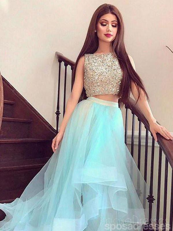 Two Pieces Beaded Tiffany Blue Skirt High Low Custom Evening Prom Dres SposaDresses Two Pieces Beaded Tiffany Blue Skirt High Low Custom Evening Prom Dres SposaDresses