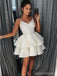 Ivory Spaghetti Straps Lace Cheap Short Homecoming Dresses Online, CM602