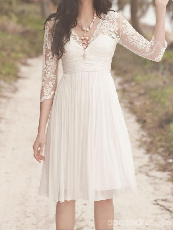 Cheap Long Sleeve Lace Short Beach Wedding Dresses, WD330 SposaDresses Cheap Long Sleeve Lace Short Beach Wedding Dresses, WD330 SposaDresses