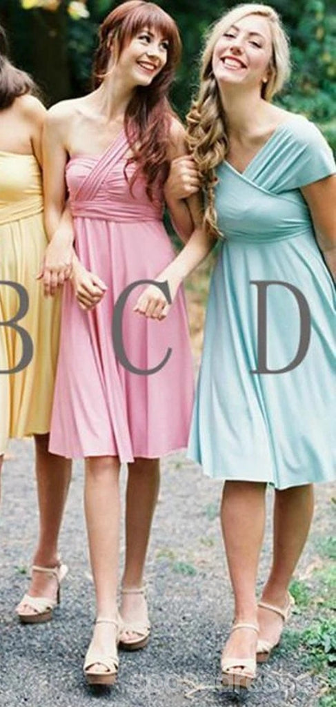 A-line One Shoulder & Sweetheart Short Bridesmaid Dresses Online, WG801