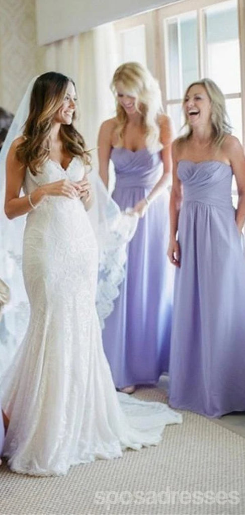Purple Sweetheart Sleeveless Chiffon Long Bridesmaid Dresses Online, WG807