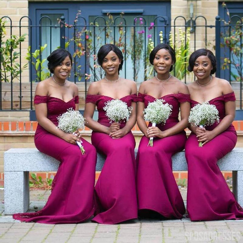 Sexy Mermaid Off The Shoulder Cheap Long Bridesmaid Dresses Online, WG837