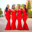 Mismatched Red Mermaid Sleeveless Cheap Long Bridesmaid Dresses Online, WG843