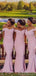 Pink Mermaid Off The Shoulder Cheap Long Bridesmaid Dresses Online, WG850