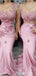 Mismatched Pink Mermaid Lace Applique Long Bridesmaid Dresses Online, WG854