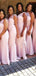 Sheath V Neck Sleeveless Cheap Pink Long Bridesmaid Dresses Online, WG862