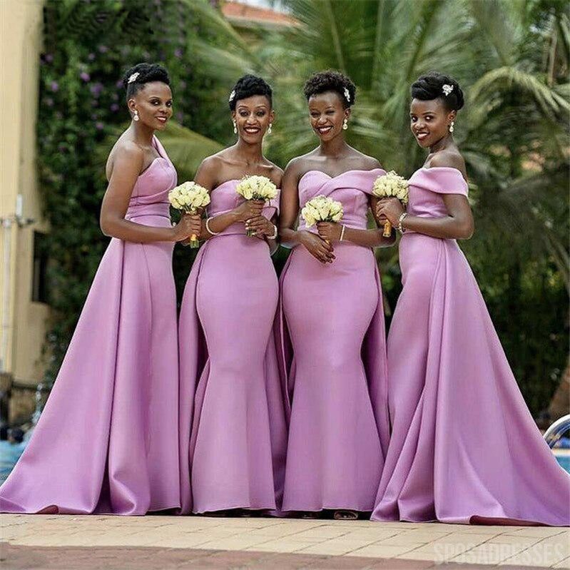 Mermaid Sweetheart Sleeveless Cheap Pink Long Bridesmaid Dresses Online, WG863