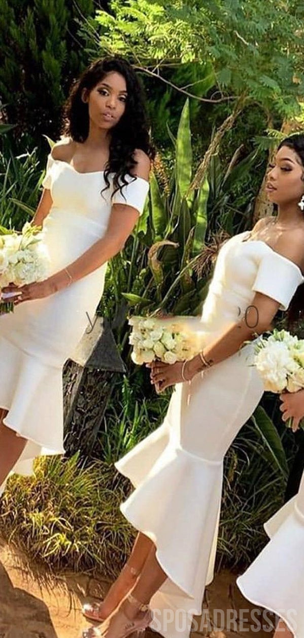short off the shoulder bridesmaid dresses Mikado Short Off Shoulder Bridal Dress by Adrianna Papell 45020
