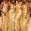 Sexy Mermaid Sleeveless Gold Sequin Long Bridesmaid Dresses Online, WG888