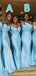 Blue Mermaid Spaghetti Straps Long Bridesmaid Dresses Online, WG897