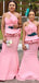 Mermaid One Shoulder Sleeveless Pink Long Bridesmaid Dresses Online, WG904