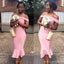 Simple Mermaid  Strapless Pink  Short Bridesmaid Dresses Online, WG906