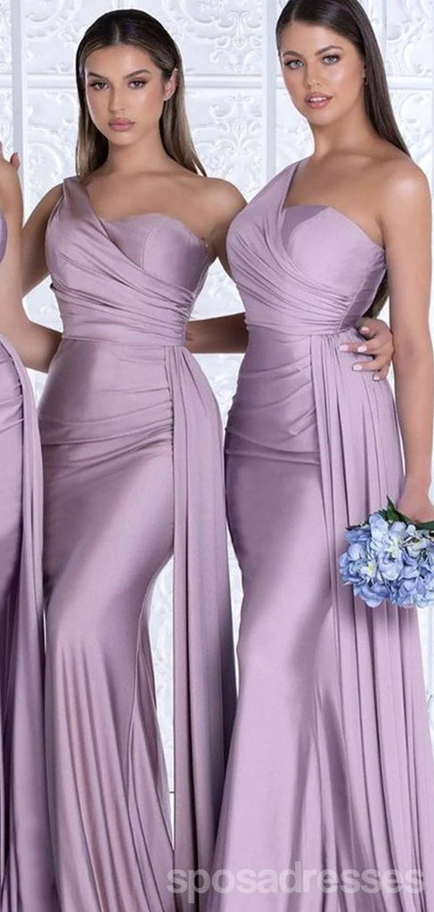 Mermaid One Shoulder Sleeveless Long Bridesmaid Dresses Online, WG919