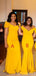 Sexy Mermaid Vintage Yellow V-neck Cheap Long Bridesmaid Dresses Online,WG963