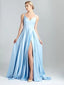 A-line V Neck Sleeveless Custom Prom Dresses, Sweet 16 Prom Dresses, 12409