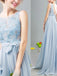 A-line Applique Sleeveless V Back Long Prom Dresses, Sweet 16 Prom Dresses, 12482