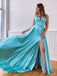Unique A-line V Neck Side Slit Cheap Prom Dresses, Sweet 16 Prom Dresses, 12398