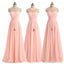 A-line Pink Sleeveless Ruffle Chiffon Long Bridesmaid Dresses Online, WG910