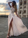 Chiffon A-line Sleeveless Side Slit Long Prom Dresses, Sweet 16 Prom Dresses, 12383