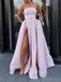 A-line Side Slit Strapless Cheap Long Prom Dresses, Sweet 16 Prom Dresses, 12435