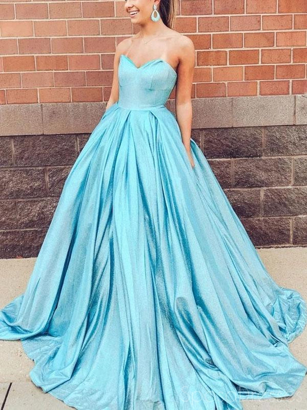 Simple A-line Strapless Long Prom Dresses, Sweet 16 Prom Dresses, 12513