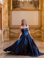 A-line Strapless Sweetheart Navy Simple Prom Dresses, Sweet 16 Prom Dresses, 12403