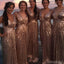 A-line Sequin V Neck Sleeveelsss Cheap Bridesmaid Dresses Online, WG829