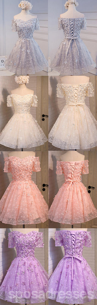 Two Straps Lilac Lace Beaded See Through Homecoming Prom Dresses, Affordable Short Party Prom Dresses, Perfect Homecoming Dresses, CM299