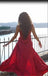 Burgundy Spaghetti Straps High Slit Cheap Long Prom Dresses Online,12921