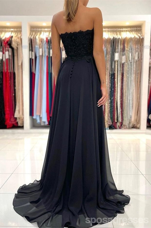 Black A-line Sweetheart High Slit Cheap Long Prom Dresses Online,12850