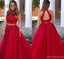 Burgundy A-line Two Pieces A-line Cheap Long Prom Dresses Online,12912