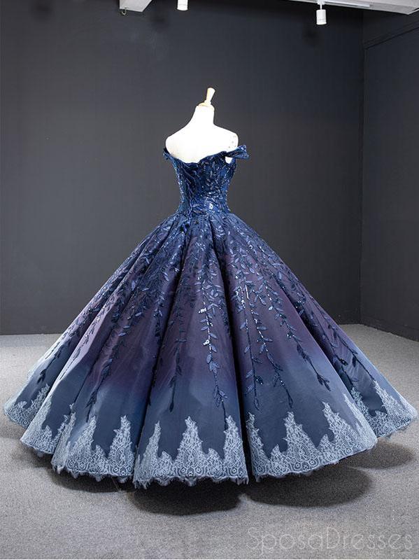 Off Shoulder Navy Blue Ball Gown Prom Dresses, Sweet 16 Dresses, Quinc SposaDresses Off Shoulder Navy Blue Ball Gown Prom Dresses, Sweet 16 Dresses, Quinc SposaDresses