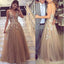 V Neck Spaghetti Straps Tulle A-line Cheap Prom Dresses Online, PD0130