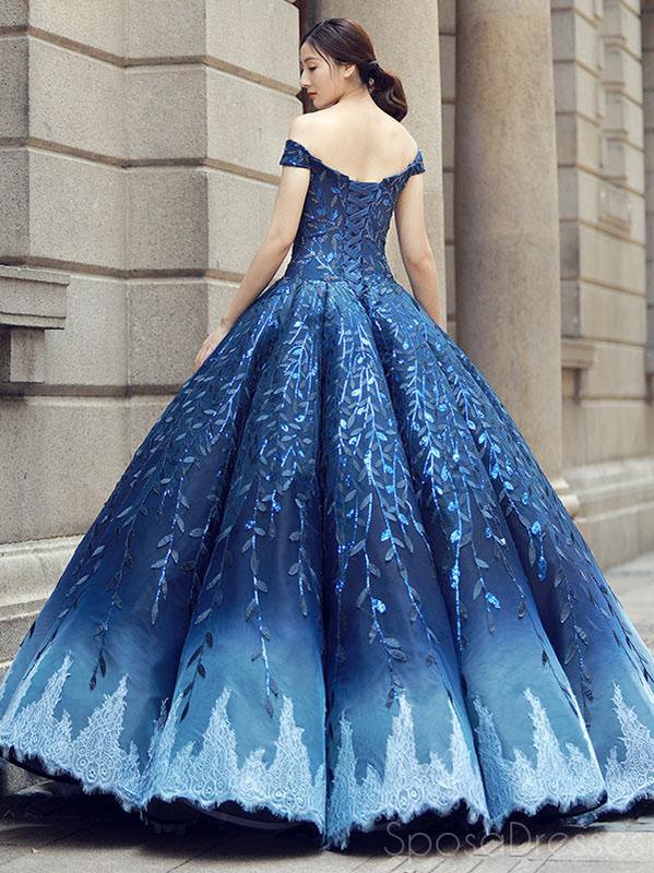 Off Shoulder Navy Blue Ball Gown Prom Dresses, Sweet 16 Dresses, Quinc SposaDresses Off Shoulder Navy Blue Ball Gown Prom Dresses, Sweet 16 Dresses, Quinc SposaDresses