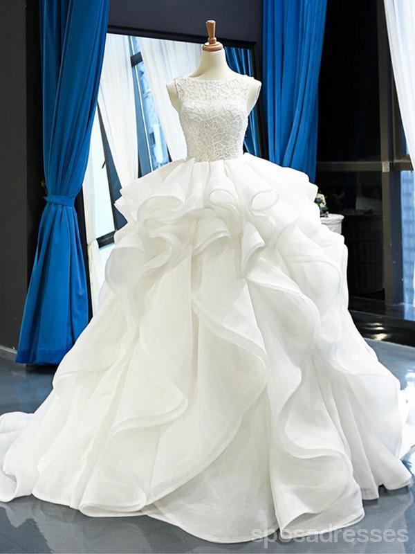 Scoop Ball Gown Lace Bodice Ruffles Cheap Wedding Dresses Online, Cheap Bridal Dresses, WD622