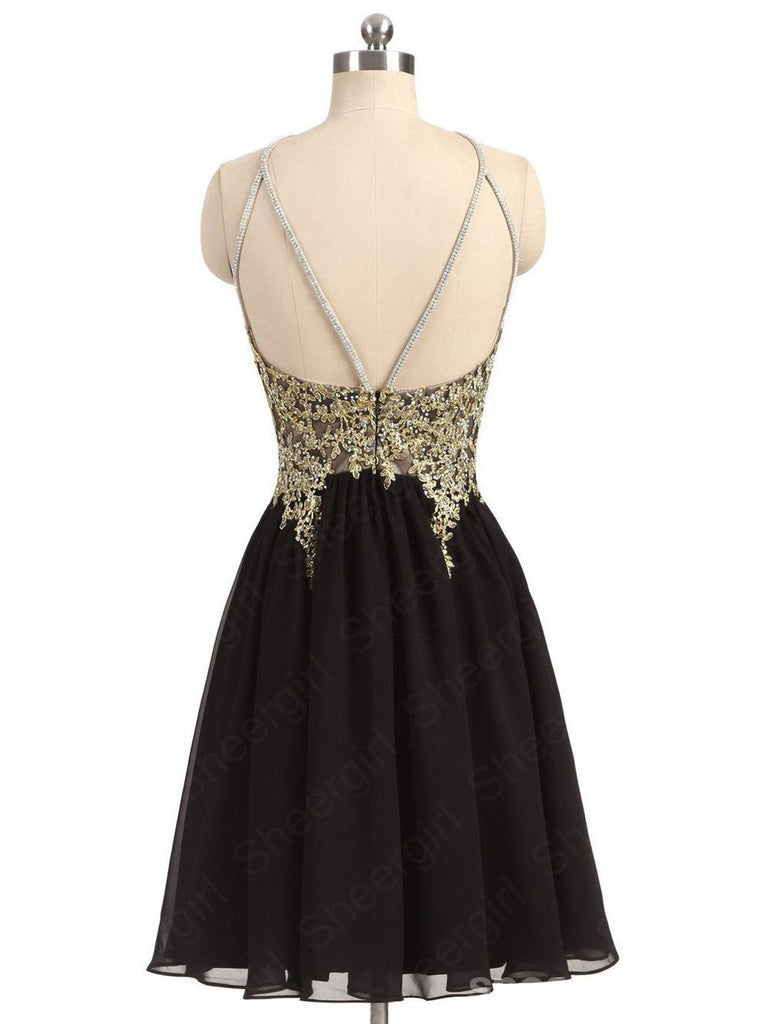 Green Gold Lace Halter Cheap Homecoming Dresses Online, Cheap Short Prom Dresses, CM736