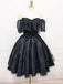 A-line Off Shoulder Cheap Black Lace Homecoming Dresses 2018, CM437