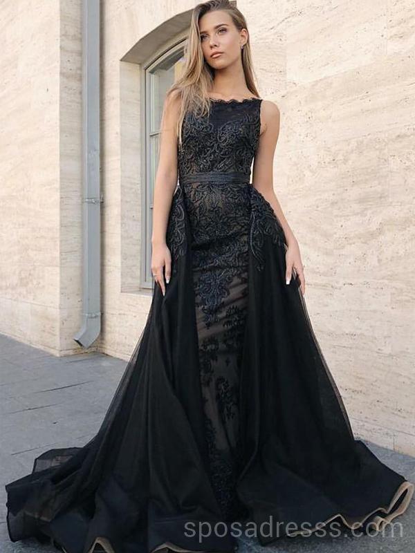 Unique Black Lace A-line Long Evening Prom Dresses, Cheap Custom Sweet SposaDresses Unique Black Lace A-line Long Evening Prom Dresses, Cheap Custom Sweet SposaDresses