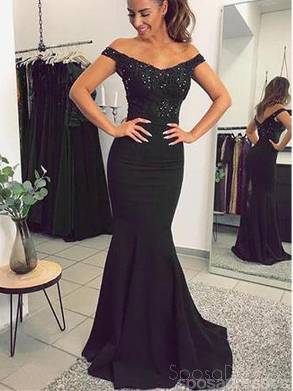 2018 Off Shoulder Black Mermaid Long Evening Prom Dresses, 17456 SposaDresses 2018 Off Shoulder Black Mermaid Long Evening Prom Dresses, 17456 SposaDresses
