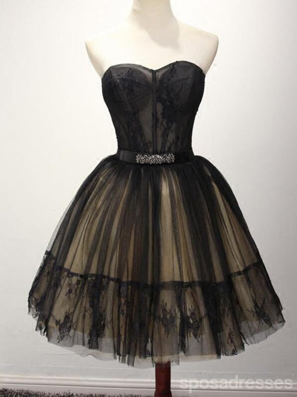 Black See Through Homecoming Prom Dresses, Little Black Dress,  Affordable Short Party Corset Back Prom Dresses, Perfect Homecoming Dresses, CM231