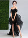 Black Off Shoulder High Low Homecoming Dresses,Cheap Short Prom Dresses,CM923